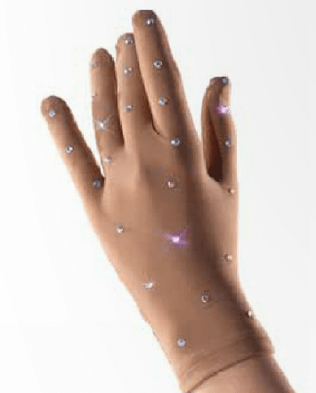 Nude gloves with swarovski crystals