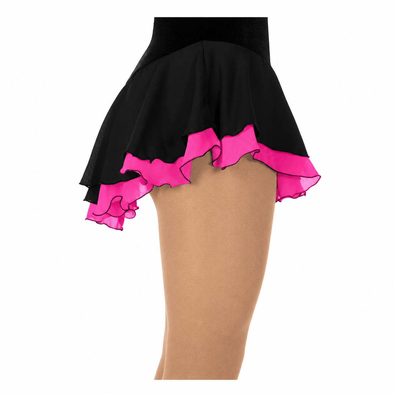 305 Dubbel Georgettekjol – Svart/Posy Pink - Tinas Figure Skating Shop
