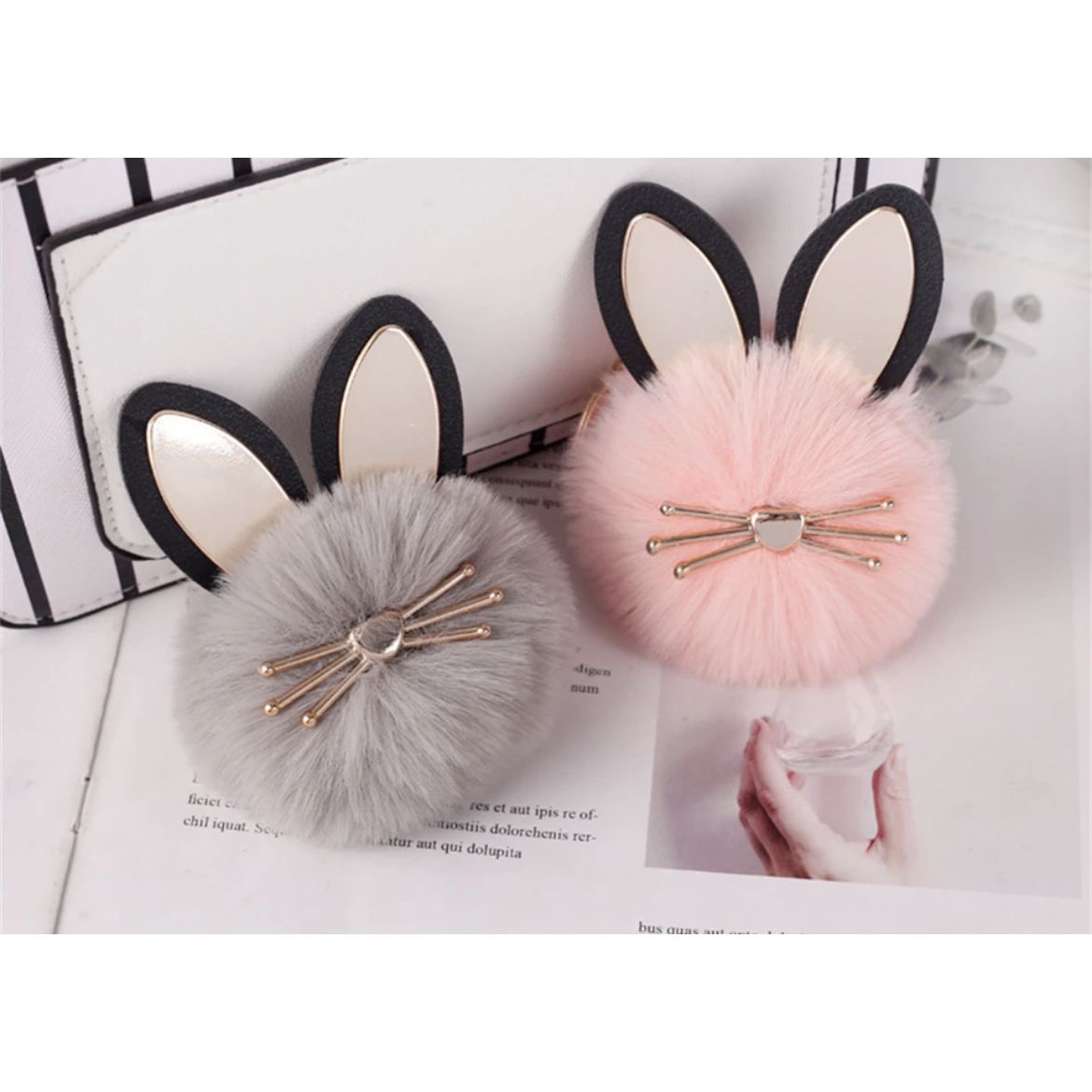 Keychain fur ball Bunny