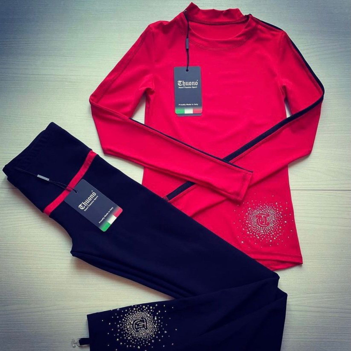 Loop Leggings Luxury Big Crystal Logo - Red