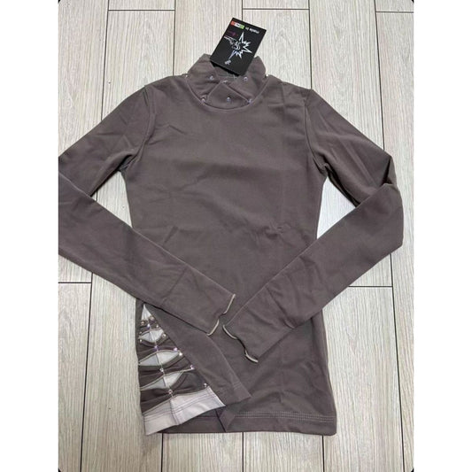 K-Neck Topp med Rosetter Brun Beige