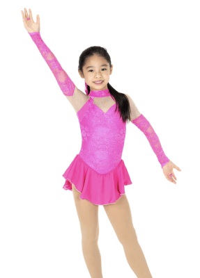 Opera Gloves Dress – Pink Glow - Tinas Figure Skating Shop