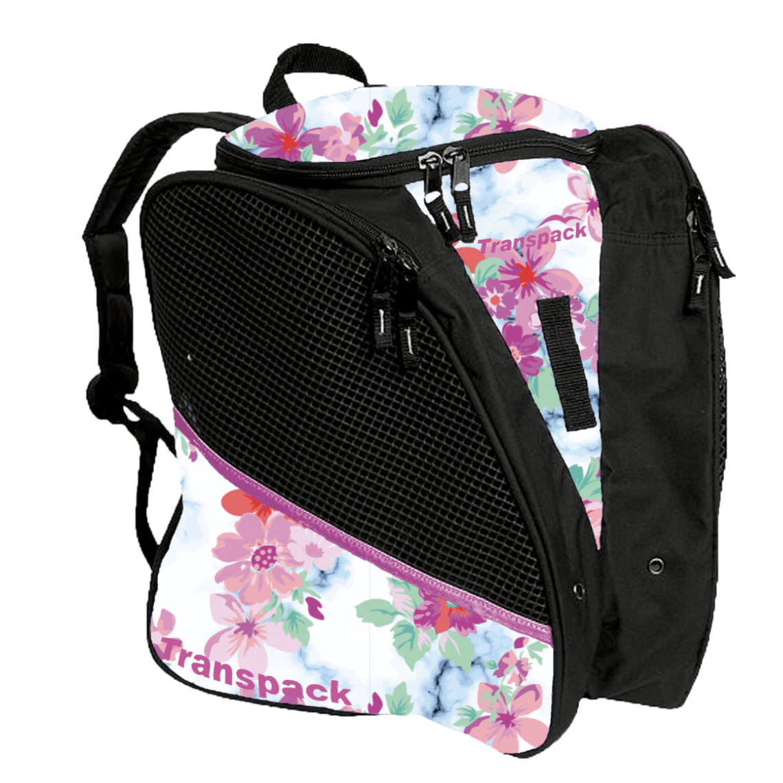 Transpack Ice Skate Backpack Pink Aqua Floral Hibiscus
