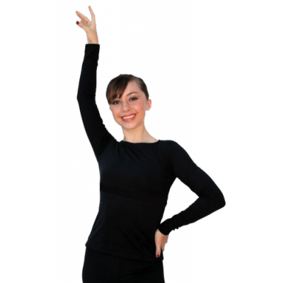 T01 Långärmad topp med båtringning Svart