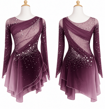 Tiffany Dress - Plum - Tinas Figure Skating Shop