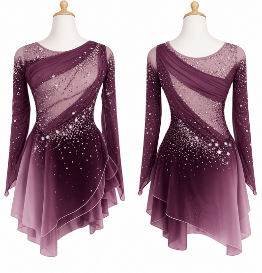 Tiffany Dress - Plum - Tinas Figure Skating Shop