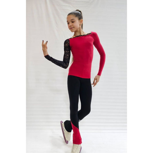 Titta topp med krås och spetsärm - Tinas Figure Skating Shop