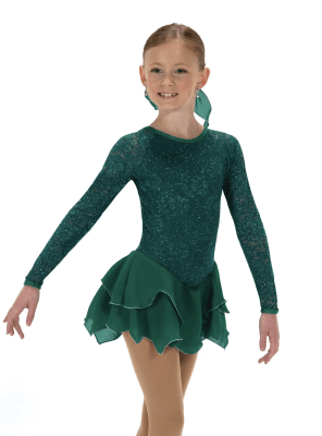 Tulip Lace Dress – Emerald Green - Tinas Figure Skating Shop