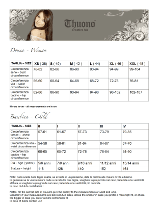 Size chart Thuono